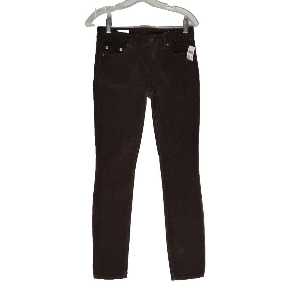 NWT Gap 1969 Always Skinny Womens 25 (27x30) Brown Corduroy‎ Slim Pants Low Rise